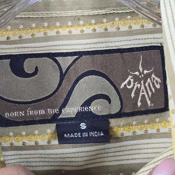 Prana Shirt Men's Yellow/ Mustard Retro Stripe Long Sleeve Button Up Size S - Picture 5 of 13